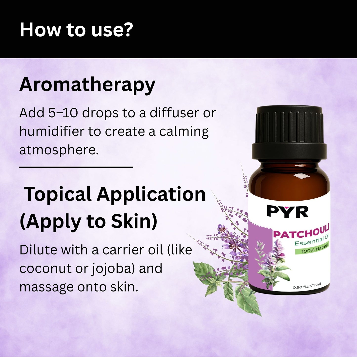 PYR-Patchouli Earthy & Musky Scent - Fragrance Oil (15ml)