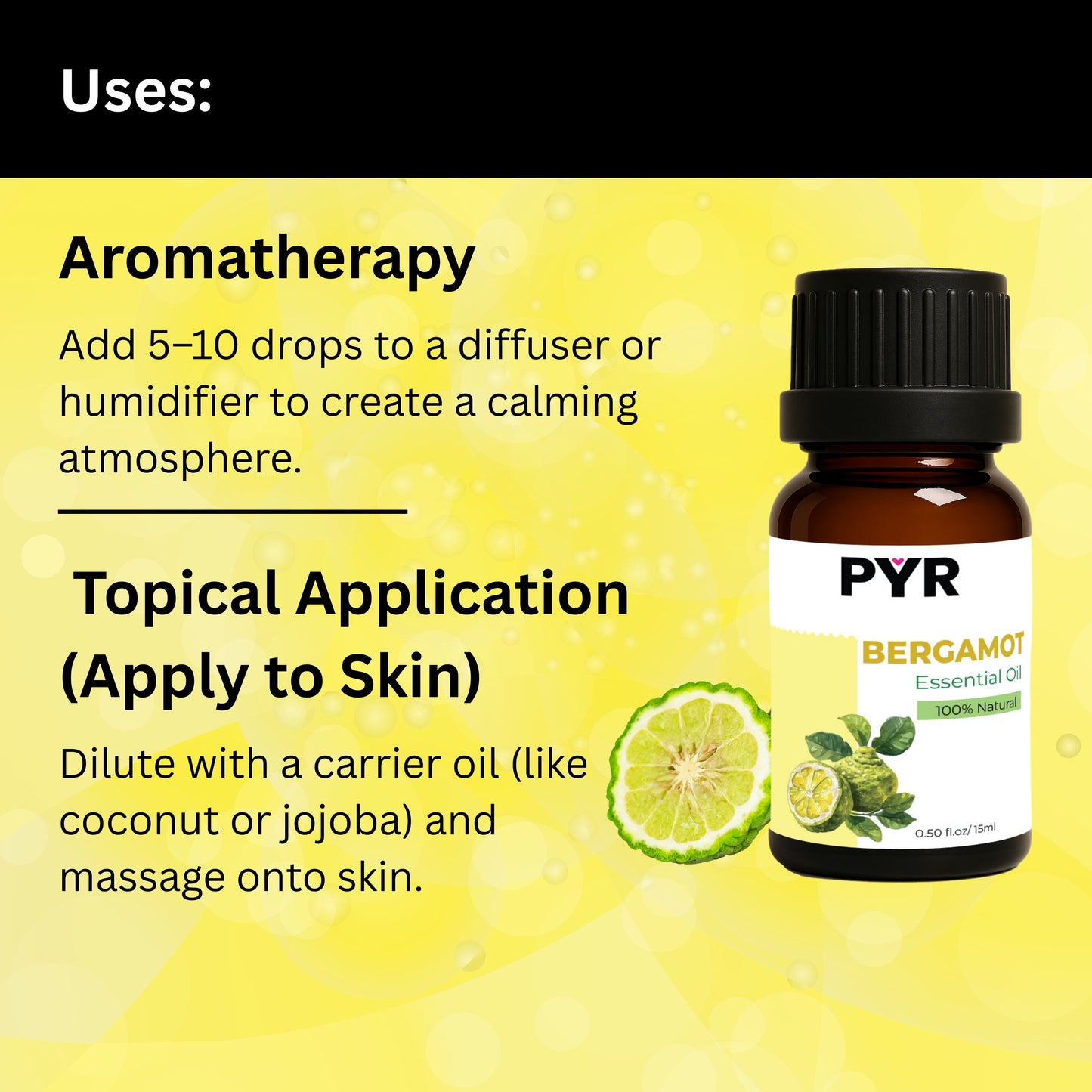 PYR-Bergamot Bright & Citrusy Scent - Fragrance Oil (15ml)