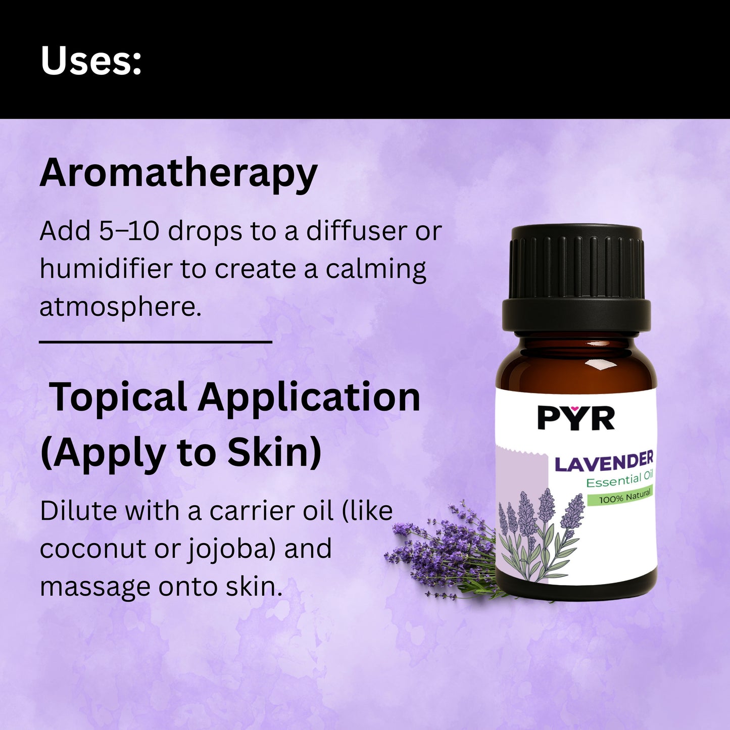 PYR-Lavender Floral & Calming Scent - Fragrance Oil (15ml)