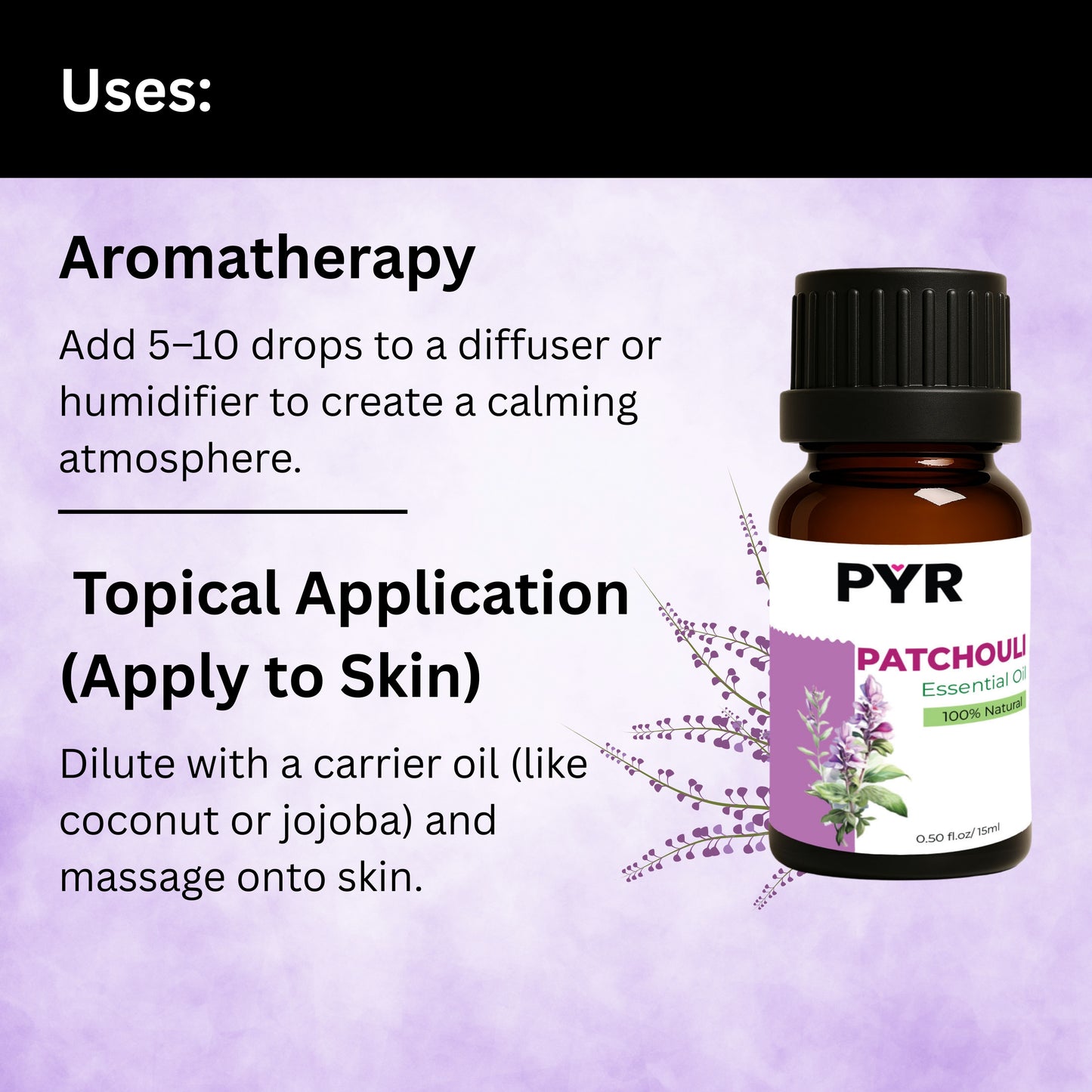 PYR-Patchouli Earthy & Musky Scent - Fragrance Oil (15ml)