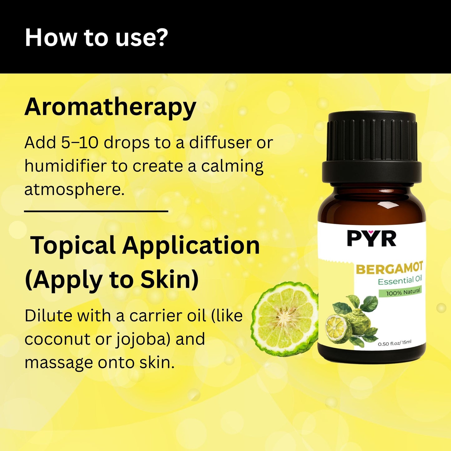 PYR-Bergamot Bright & Citrusy Scent - Fragrance Oil (15ml)