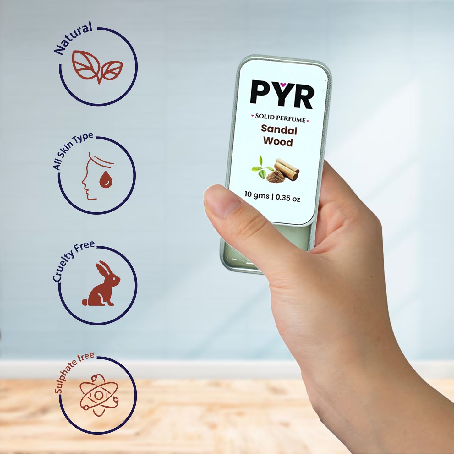 PYR - Sandalwod Long-Lasting & Strong Fragrance - Solid Perfume