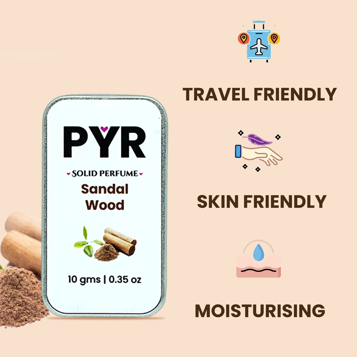 PYR - Sandalwod Long-Lasting & Strong Fragrance - Solid Perfume