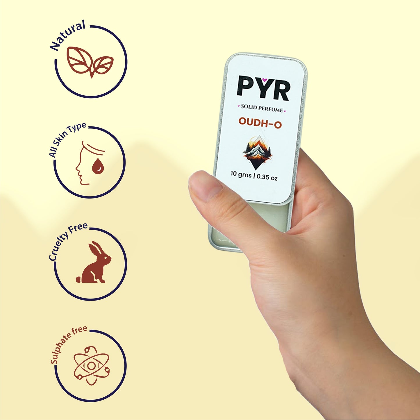 PYR - Oudh-O Long-Lasting & Strong Fragrance - Solid Perfume
