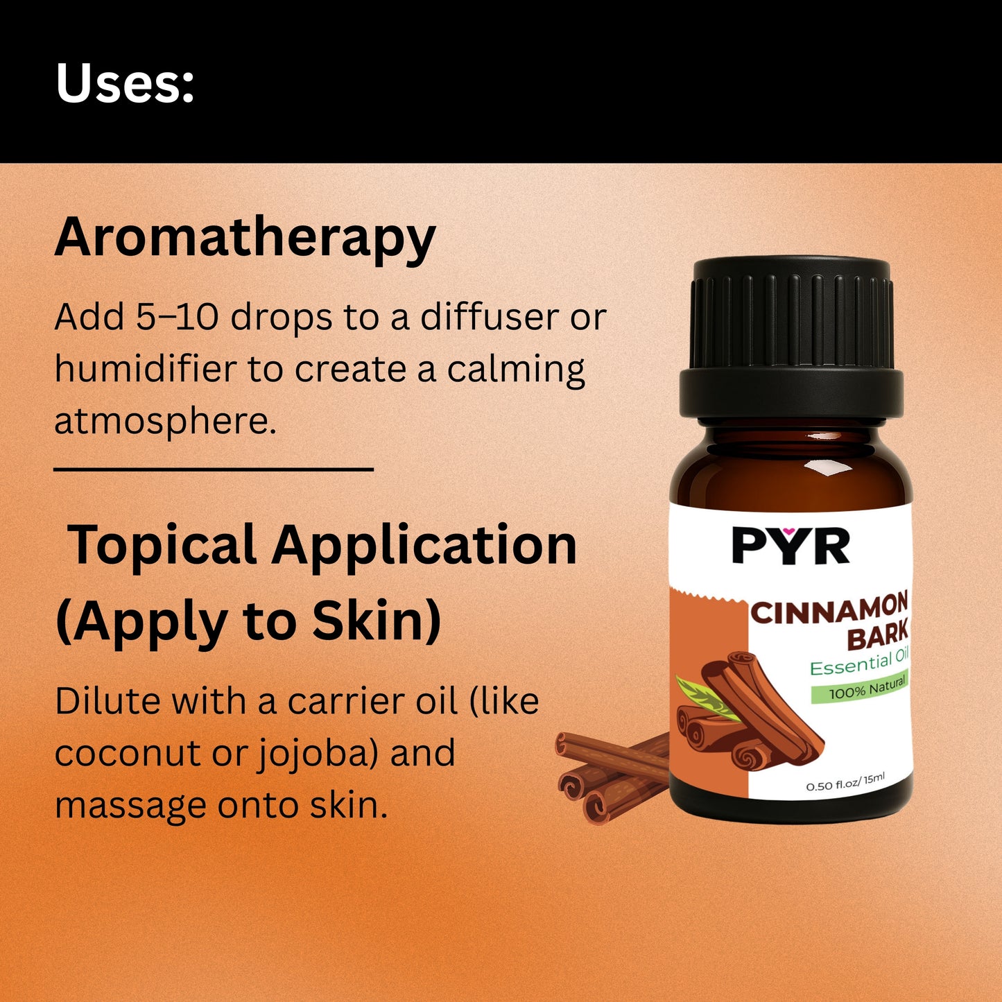 PYR-Cinnamon Warm & Spicy Scent - Fragrance Oil (15ml)