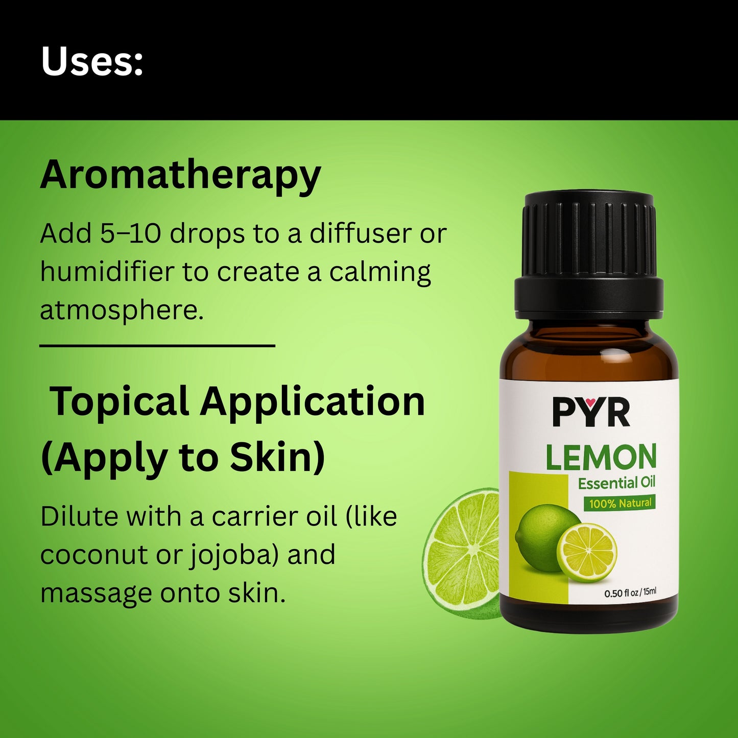 PYR-Lemon Fresh & Uplifting Scent - Fragrance Oil (15ml)