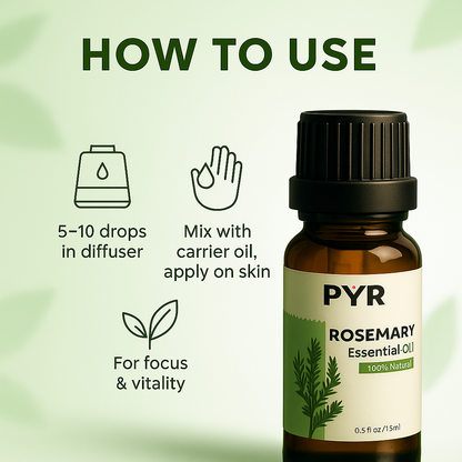 PYR-Rosemary Herbal & Invigorating Scent - Fragrance Oil (15ml)