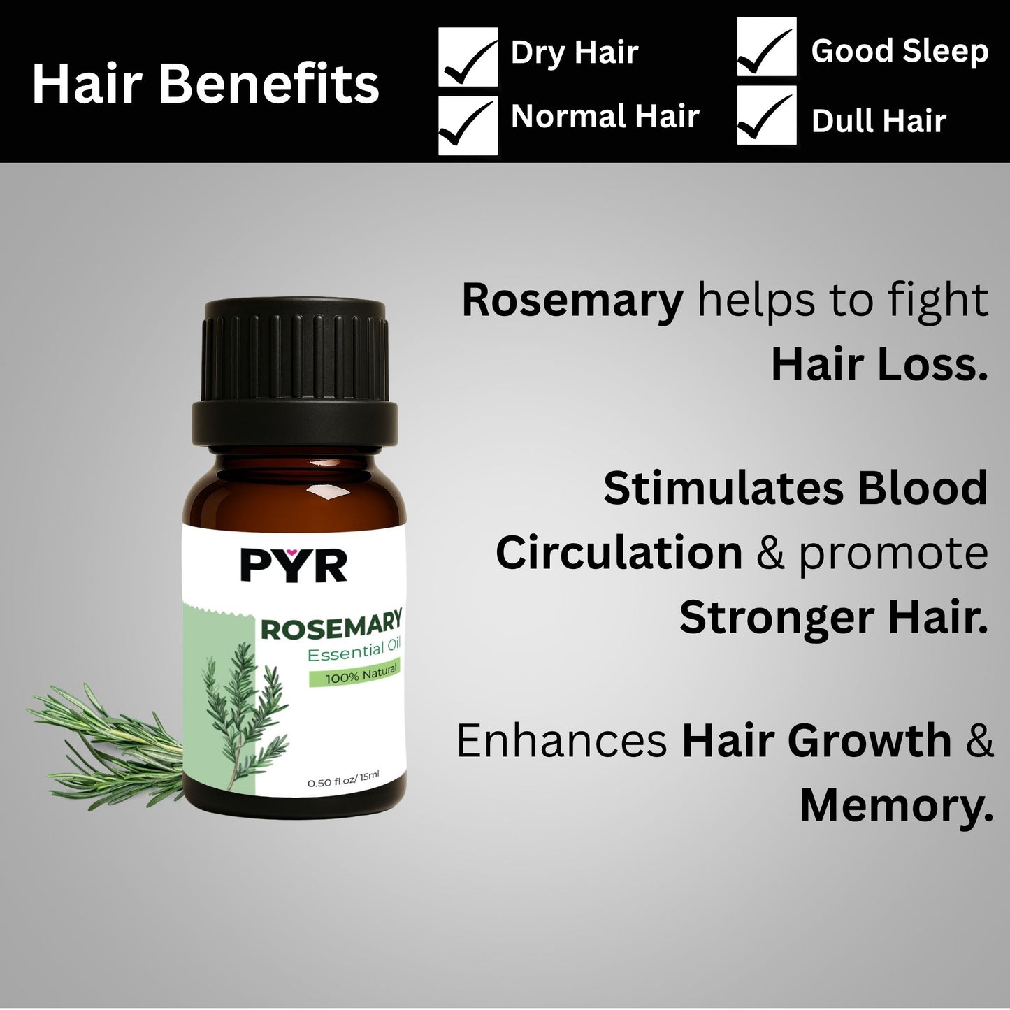 PYR-Rosemary Herbal & Invigorating Scent - Fragrance Oil (15ml)